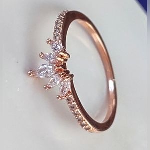 Rose Gold Crystal Marquise Crown Ring